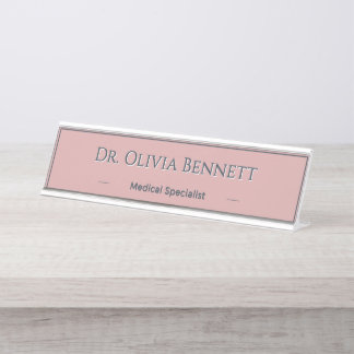 Placa Personalizada de Nombre en Rosa Polvoriento 