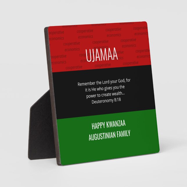 placa personalizada UJAMAA Happy Kwanzaa  (Anverso)