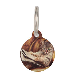 Placa redonda para mascotas el gato listo