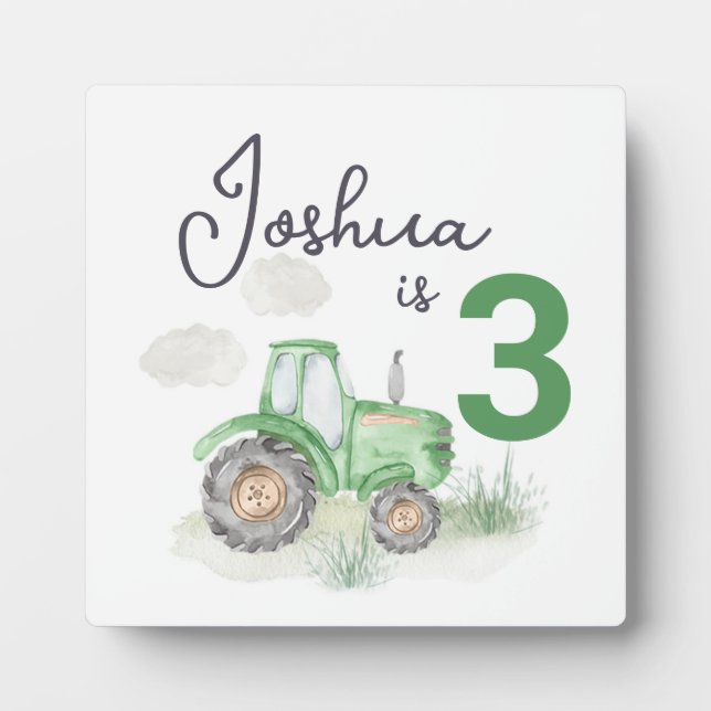 Placa temática personalizada del Tractor Verde con (Frente)