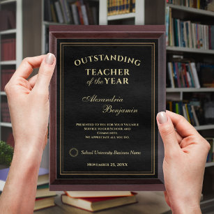 Placa Trofeo Destacado profesor del año del oro personaliza