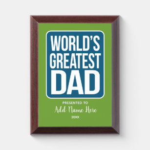 Placa Trofeo El papá más grande del mundo - Azul marino y verde