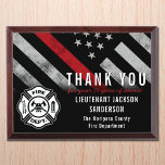 Placa Trofeo Firefighter Retirement Anniversary Red Line Flag<br><div class="desc">This design features a firefighter flag with black and white stripes,  and a thin red line stripe as well. This award is great for showing appreciation to a firefighter celebrating an anniversary or thanking a retiring lieutenant,  captain,  or chief for their years of service.</div>
