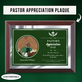 Placa Trofeo Iglesia de Apreciación del Pastor Verde Plateado
