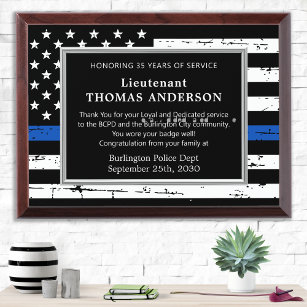 Placa Trofeo Personalizado de policía años de servicio aplicaci