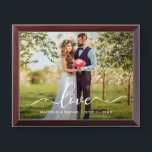 Placa Trofeo Plaque de fotos Boda de amor con escritura elegant<br><div class="desc">Plaque fotográfico Boda con escritura elegante de amor</div>