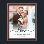 Placa Trofeo Sr. y señora Wedding Photo Plaque de la escritura<br><div class="desc">Sr. y señora elegantes Wedding Photo de la escritura del amor</div>