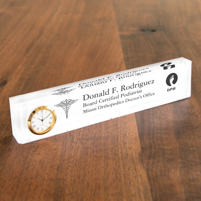 Placa única de nombres personalizada para podiatri (Lateral)