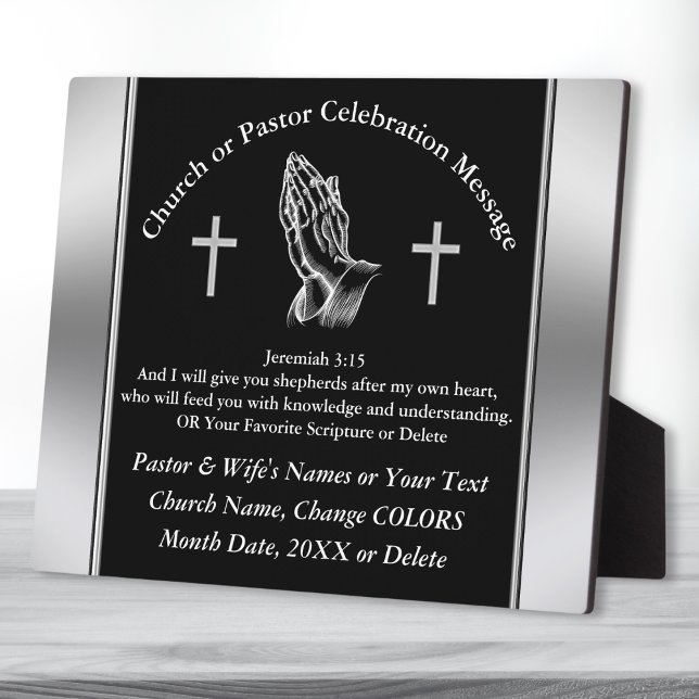 Placas de Aniversario del Pastor Personalizado, Es (Jeremiah 3:15, gifts for Pastor and Wife. Unique Personalized, pastor and wife appreciation plaque.)