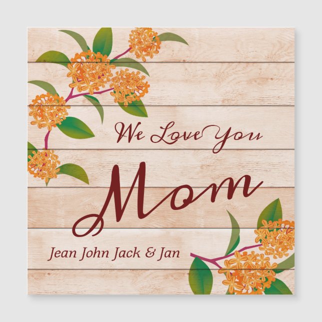 Placas De Madera Con Flores Naranjas Para Mamá (Anverso)