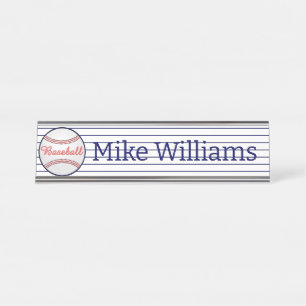 Placas de nombre con tema de béisbol para escritor