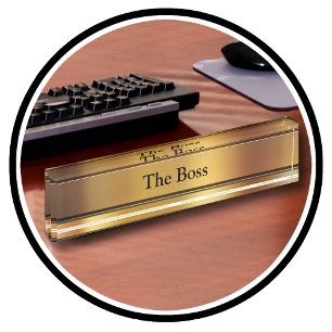 Placas de nombres del escritorio ejecutivo del jef