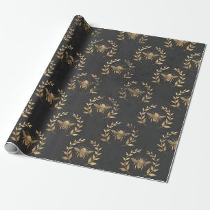 Placas de papel para Bodas de abeja negro y dorado