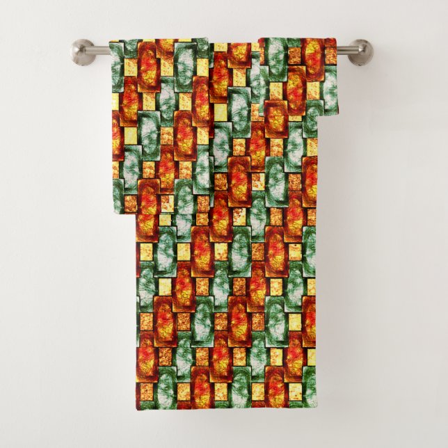 Placas rectangulares rojas talladas y manchadas (In situ)