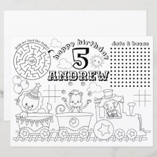 Placemat de color circo, hoja de actividad de carn