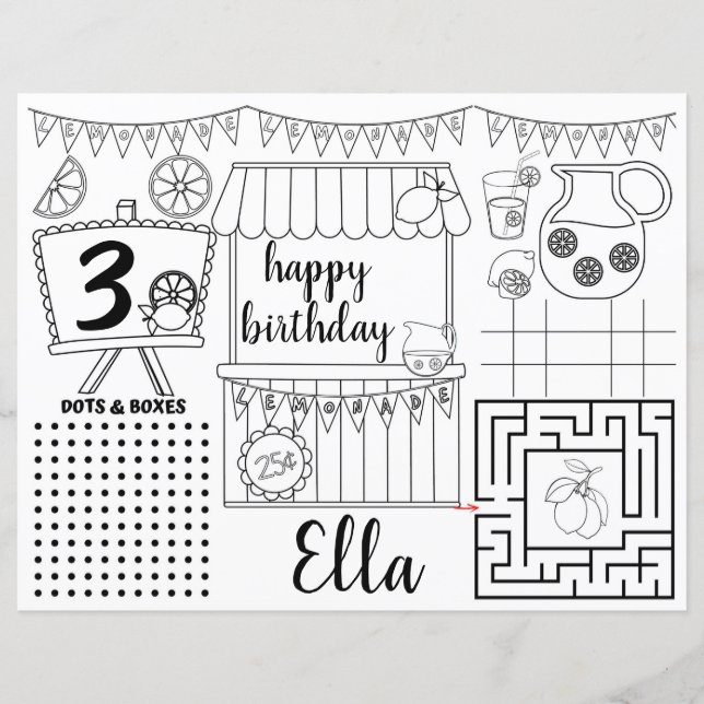 Placematas de lemonade, hoja de actividades de lim (Anverso)