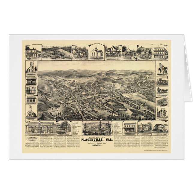Placerville, mapa panorámico de CA - 1888 (Anverso (Horizontal))