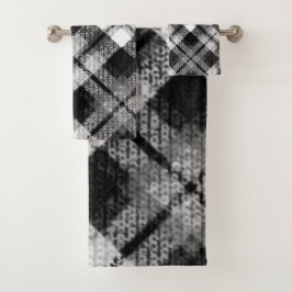 Plaid Check Tartan Black White Farmhouse Moderno