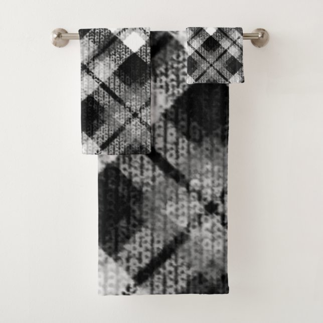 Plaid Check Tartan Black White Farmhouse Moderno (In situ)