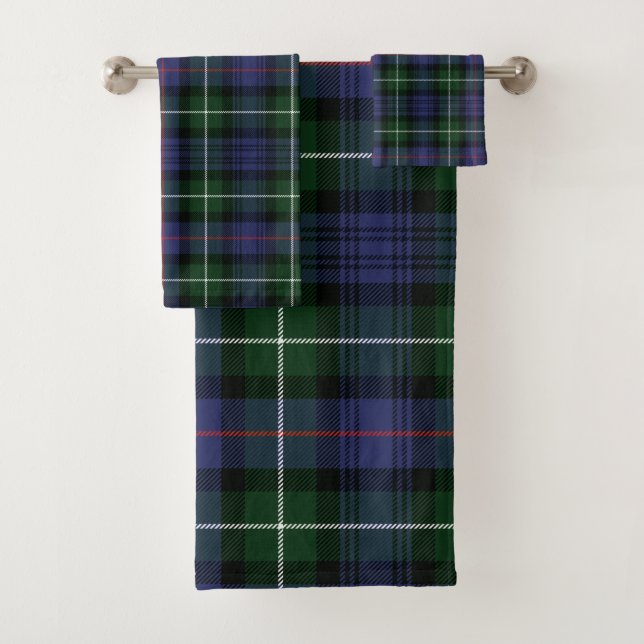 Plaid Clan MacKenzie Green Purple Check Tartan (In situ)