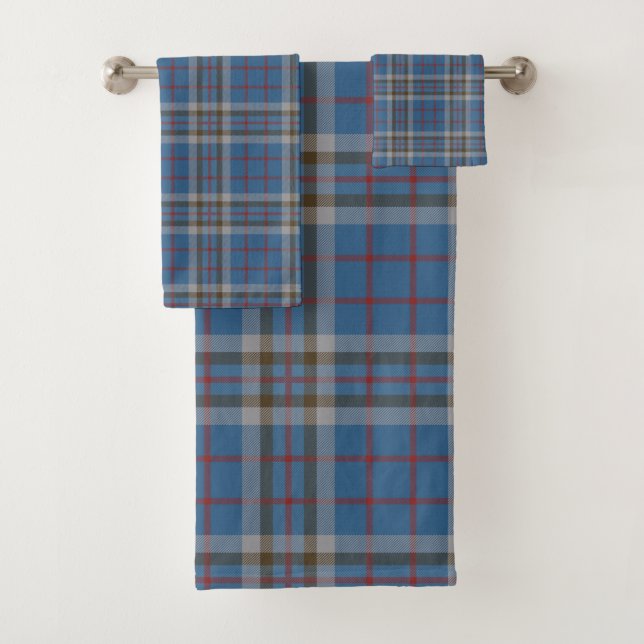 Plaid Clan Thompson Gray Blue Check Tartán (In situ)