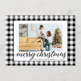 Plaid de Navidad en blanco y negro Gingham moderno