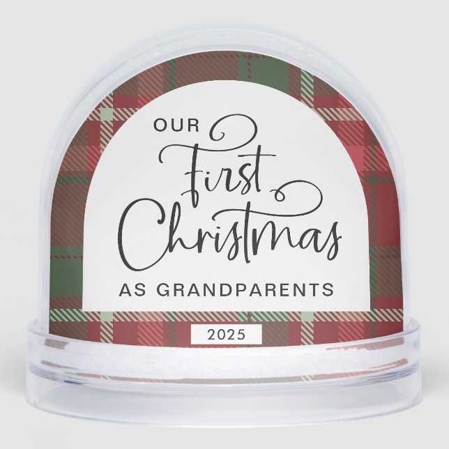Plaid First Christmas Grandparents Photo Christmas (Anverso)
