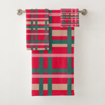 Plaid Navideño Moderno Rojo Verde Brillante