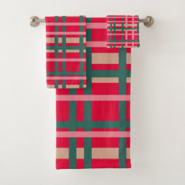 Plaid Navideño Moderno Rojo Verde Brillante