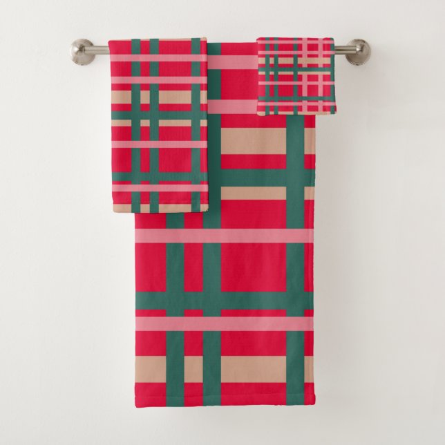 Plaid Navideño Moderno Rojo Verde Brillante (In situ)