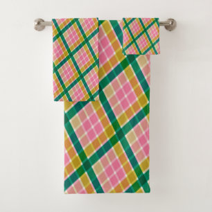 Plaid Verde Rosa Amarillo Brillante Moderno Preppy