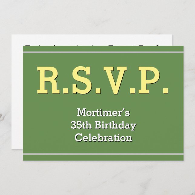 Plain & Humble "R.S.V.P" Tarjeta (Anverso / Reverso)