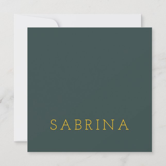 Plain Modern Minimalist Own Name Dusty Green Card (Anverso)