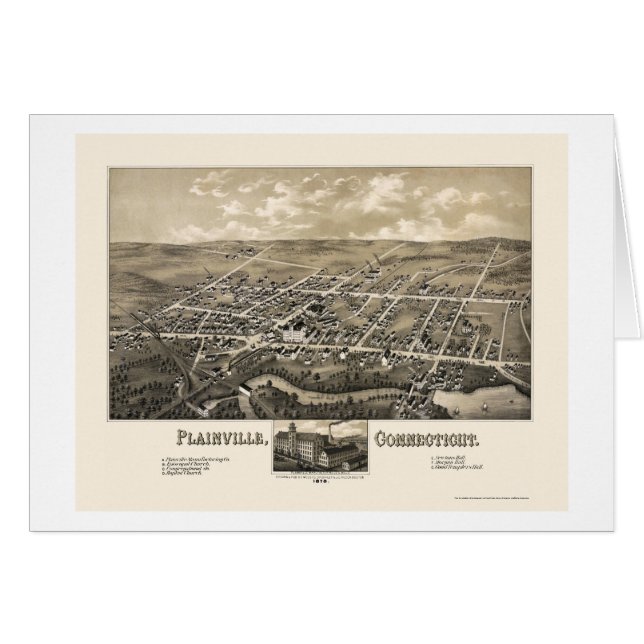 Plainville, mapa panorámico del CT - 1878 (Anverso (Horizontal))