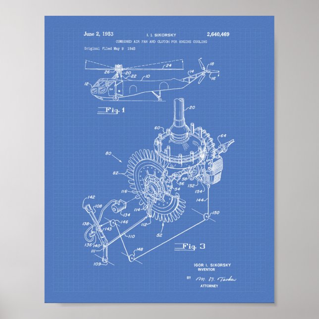Plan de arte de la patente de Aircraft Engine 1953 (Frente)