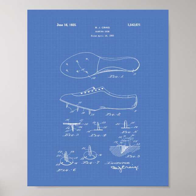 Plan de arte de la patente Running Shoe 1925 (Frente)