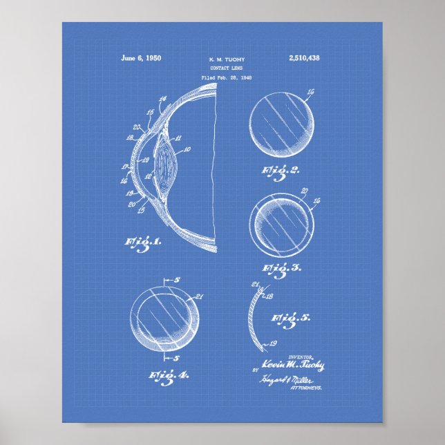 Plan de arte de patentes de Contact Lens 1950 (Frente)
