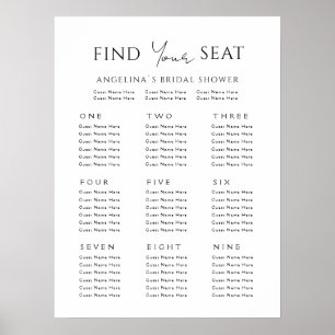Plan de asiento para posters 9 mesas Ducha de novi