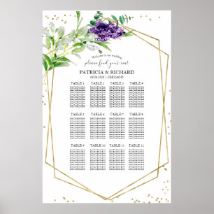 Plan de Asientos de Boda Póster de Verde Elegante