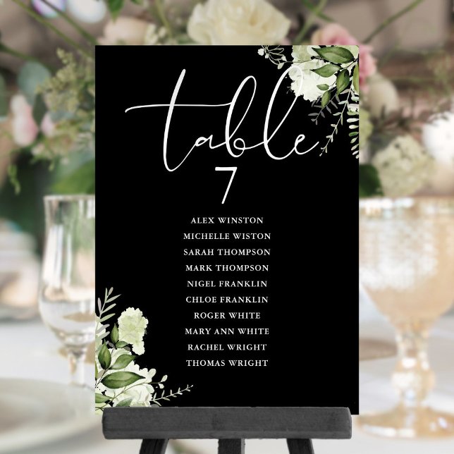 Plan de Asientos Floral con Número de Mesa (Greenery Floral Seating Plan Table Number)