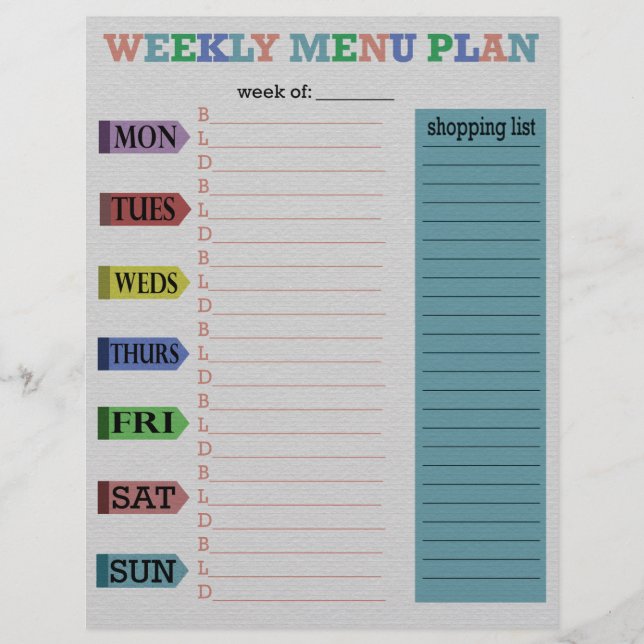 Plan de menú semanal (Anverso)