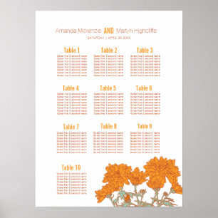 Plan de mesa de arte de flor de crisantemo naranja