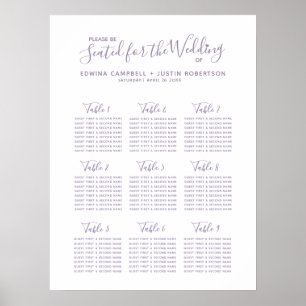 Plan de mesa de boda con arte de corazón de escrit