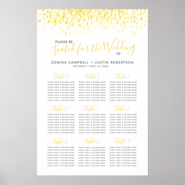 Plan de mesa de boda de arte de acuarela abstracta (Frente)
