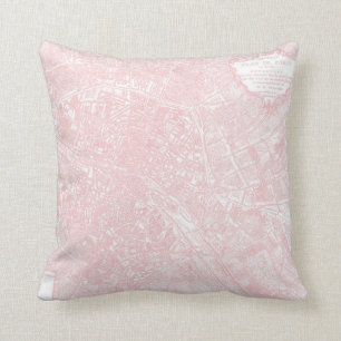 Plan de París en almohada rosada