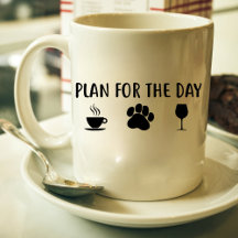 Plan para el día café, perro, vino, taza
