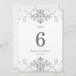 Plancha gris plateado Elegante números de mesa de 