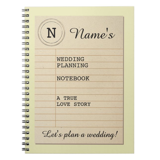Planeamiento de la boda del cuaderno del autor del (Frente)