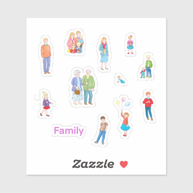 Planer pegatinas familia de niños (Hoja)