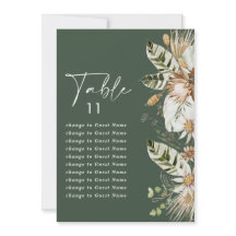 Planes de asiento de mesa de bodas verdes tropical